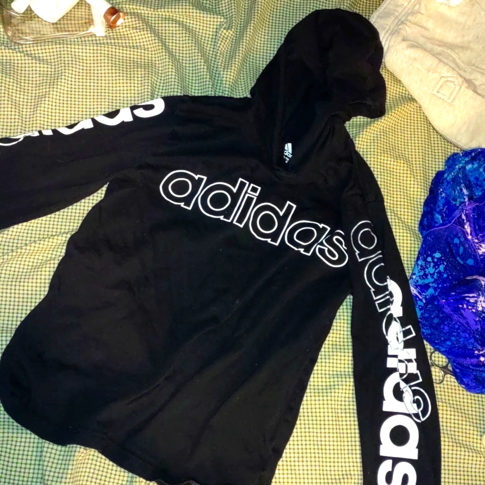 Adidas Black and white hoodie size small (8)